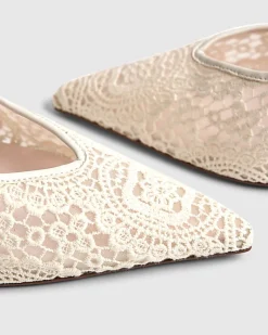 Cream Crochet Slingback Heels