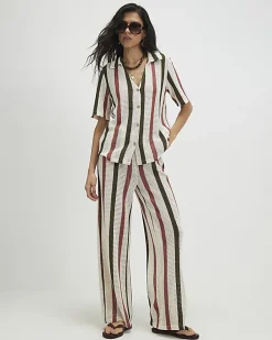Cream Crochet Stripe Shirt