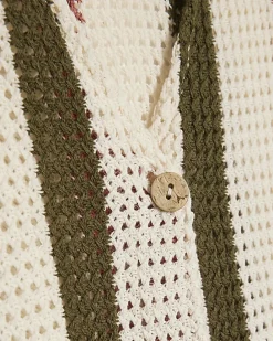 Cream Crochet Stripe Shirt
