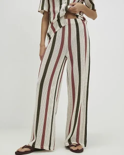 Cream Crochet Stripe Trousers