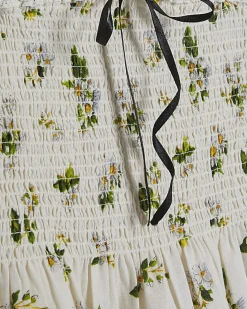 Cream Daisy Print Shirred Cami Top