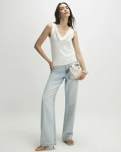 Cream Drape Neck Knitted Vest