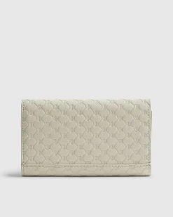 Cream Embossed Monogram Foldout Purse