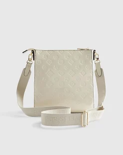 Cream Embossed Monogram Messenger Bag Bundle