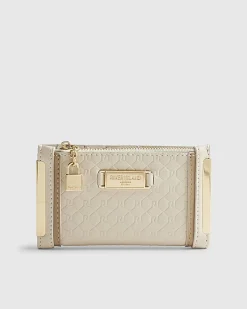 Cream Embossed Monogram Mini Purse