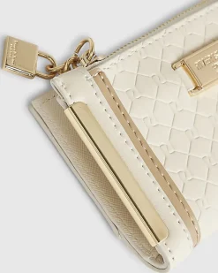 Cream Embossed Monogram Mini Purse