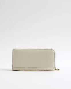Cream Embossed Monogram Ziparound Purse