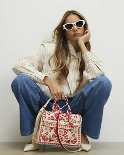 Cream Embroidered Tote Bag
