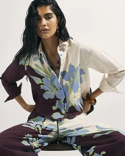 Cream Floral Beach Shirt