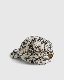 Cream Floral Crochet baseball Cap