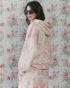 Cream Floral Hoodie
