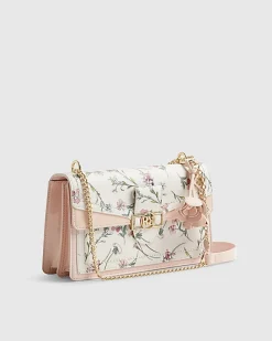 Cream Floral Panelled Shoulder Bag
