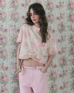 Cream Floral Rose T-Shirt