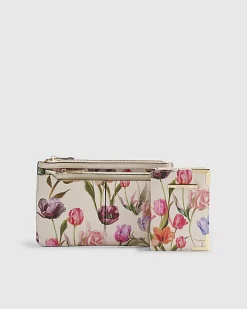 Cream Floral Travel Wallet Bundle