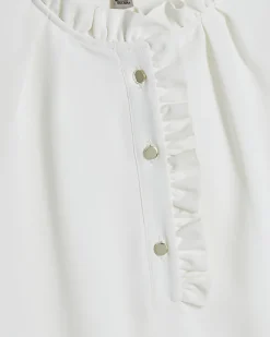 Cream Frill Trim Mini Dress