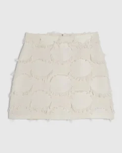 Cream Fringed Mini Skirt