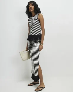 Cream Fringed Stripe Tank Top