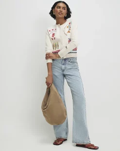 Cream Fun Embroidered Cardigan