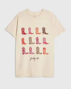 Cream Giddy Up Embroidered T-shirt