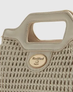 Cream Grab Handle Weave Tote Bag
