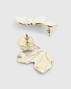 Cream Half Flower Stud Earrings