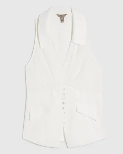 Cream Halter Neck Corset Blouse
