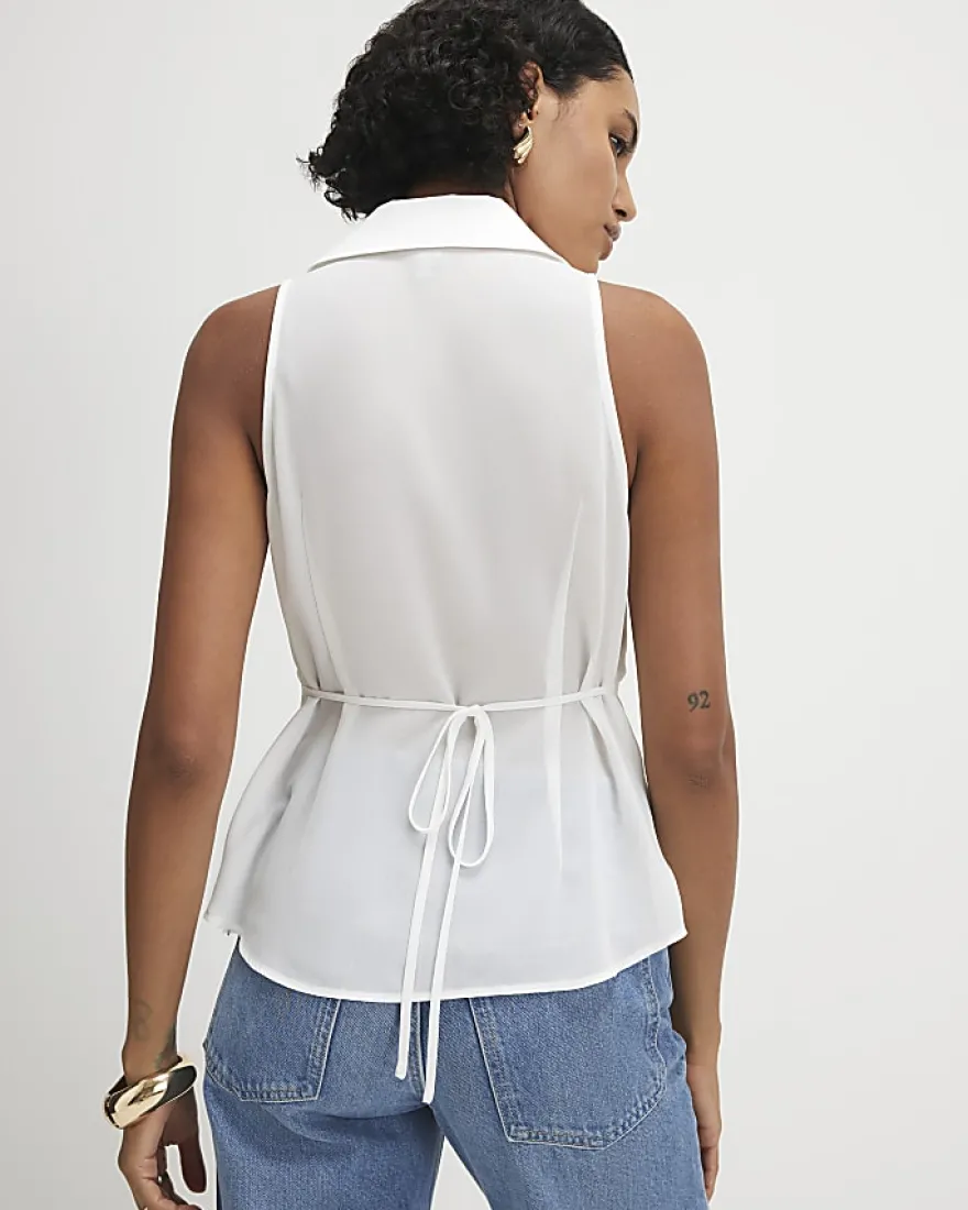 Cream Halter Neck Corset Blouse
