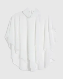 Cream High Neck Ruffle Cape