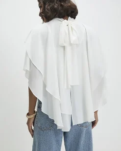 Cream High Neck Ruffle Cape