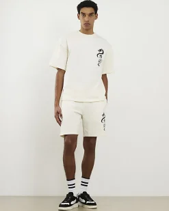 Cream Japanese T-Shirt and Shorts Set