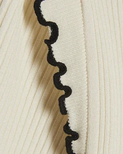 Cream Knitted Short Sleeve Frill Top