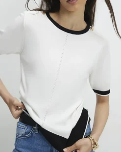 Cream Knitted Tipped Top