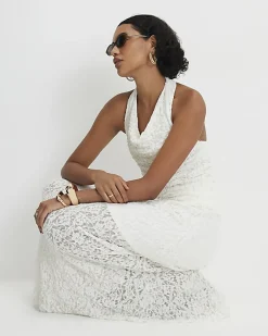 Cream Lace Maxi Skirt