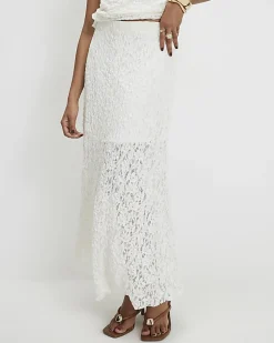 Cream Lace Maxi Skirt