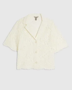 Cream Lace Short Sleeve Shirt