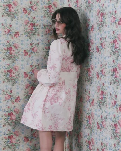 Cream Lace Trim Floral Cotton Mini Dress