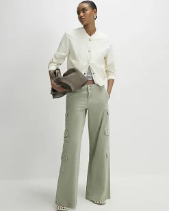 Cream Linen Blend Bomber Jacket
