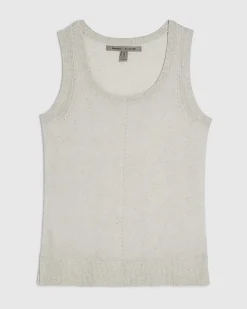 Cream Linen Blend Knitted Vest Top