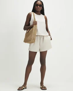 Cream Linen Blend Shorts