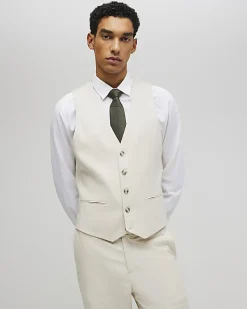 Cream Linen Blend Waistcoat
