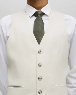 Cream Linen Blend Waistcoat