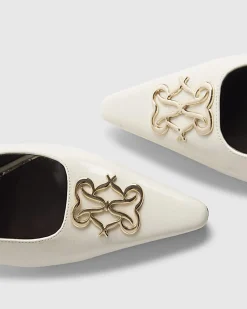 Cream Logo Slingback Court Heels