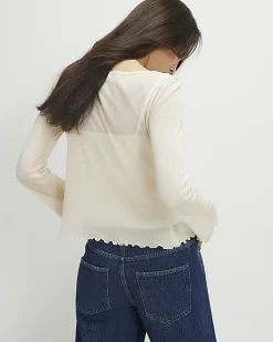 Cream Long Sleeve 2 in 1 Layered Top
