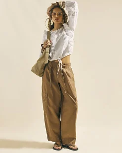 Cream Long Sleeve Ruffle Blouse