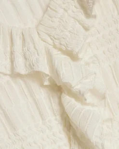 Cream Long Sleeve Ruffle Peplum Top