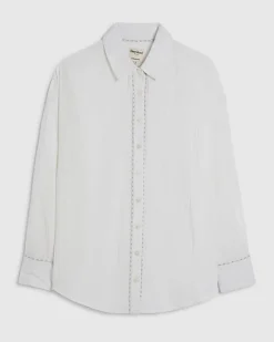 Cream Long Sleeve Tie Back Beach Shirt