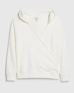 Cream Long Sleeve Wrap Front Hoodie