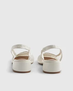 Cream Mesh Round Toe Slingback Shoes