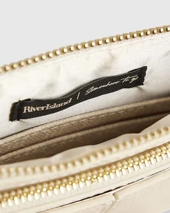 Cream Monogram Print Travel Wallet