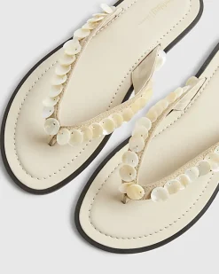 Cream Mother Of Pearl Toe Thong Flip Flops